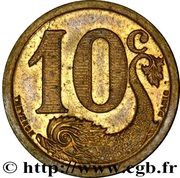 10 Centimes - Société du commerce - La Rochelle [17] Brass, France, 1922 reverse image