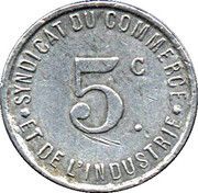 5 Centimes, France, 1917 reverse image