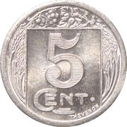 5 Centimes, France, 1922 reverse image