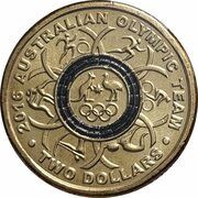 2 Dollars - Elizabeth II 4th Portrait - 2016 Australian Olympic Team - Black, Australia, 2016 reverse image