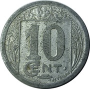 10 Centimes, France, 1922 reverse image