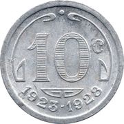 10 Centimes, France, 1923 reverse image