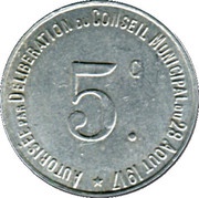 5 Centimes, France, 1917 reverse image