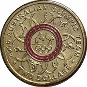 2 Dollars - Elizabeth II 4th Portrait - 2016 Australian Olympic Team - Red, Australia, 2016 reverse image
