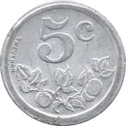 5 Centimes, France, 1921 reverse image