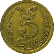 5 Centimes - Chambre de Commerce - Evreux [27] Brass, France, 1921 reverse image