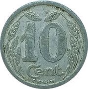 10 Centimes, France, 1921 reverse image