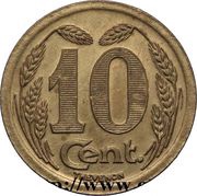 10 Centimes - Chambre de Commerce - Evreux [27] Brass, France, 1921 reverse image