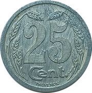 25 Centimes, France, 1921 reverse image