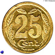 25 Centimes - Chambre de Commerce - Evreux [27] Brass, France, 1921 reverse image