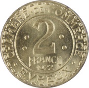 2 Francs, France, 1922 reverse image