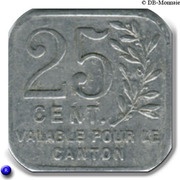 25 Centimes, France, 1921 reverse image