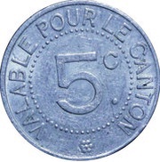 5 Centimes, France, 1921 reverse image