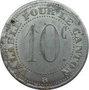 10 Centimes, France, 1921 reverse image