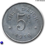 5 Centimes, France, 1916 reverse image