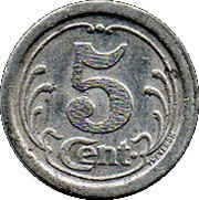 5 Centimes, France, 1922 reverse image