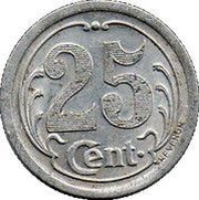 25 Centimes, France, 1922 reverse image