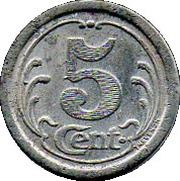 5 Centimes, France, 1922 reverse image