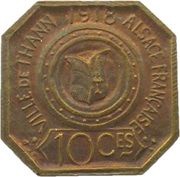 10 Centimes - ville de Thann [68] Copper plated Brass obverse image