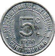 5 Centimes, France, 1920 reverse image
