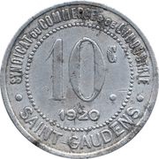 10 Centimes, France, 1920 reverse image