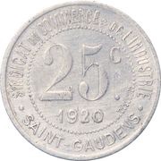 25 Centimes, France, 1920 reverse image
