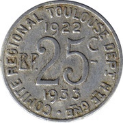 25 Centimes, France, 1922 reverse image