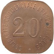20 Centimes - Solidarité Commerciale et Industrielle - Neuilly sur Seine [92] Copper, France, 1918 reverse image