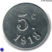 5 Centimes, France, 1918 reverse image