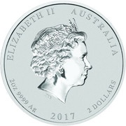 2 Dollars - Elizabeth II 4th Portrait - Year of the Rooster - Silver Bullion Coin obverse image