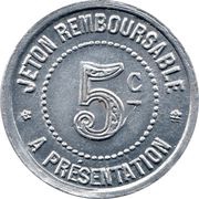 5 Centimes - Syndicat de l'Alimentation en Gros - Hérault [34], France, 1921-1923 reverse image