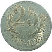 25 Centimes - Chambres de Commerce - Hérault [34] Zinc, close dates, France, 1917 reverse image
