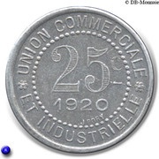 25 Centimes, France, 1920 reverse image