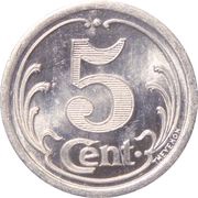 5 Centimes, France, 1922 reverse image