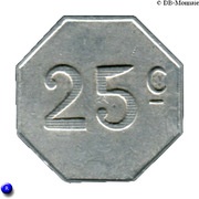 25 Centimes, France, 1922 reverse image