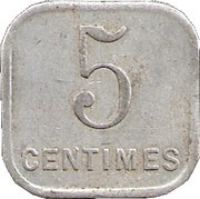 5 Centimes, France, 1920 reverse image