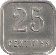 25 Centimes, France, 1920 reverse image