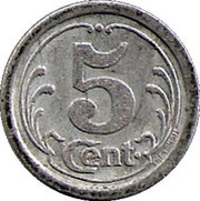 5 Centimes, France, 1922 reverse image
