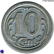 10 Centimes, France, 1922 reverse image