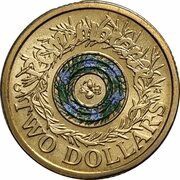 2 Dollars - Elizabeth II 4th Portrait - Remembrance Day - Rosemary Sprig, Australia, 2017-2018 reverse image