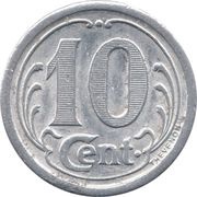 10 Centimes Vimoutiers, France, 1922 reverse image