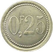25 Centimes - Ville de Béthune [62] Aluminium Pattern, France, 1916 reverse image