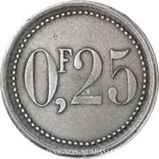 25 Centimes - ville de Béthune [62] Silver Pattern, France, 1916 reverse image