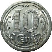 10 Centimes Frévent, France, 1922 reverse image
