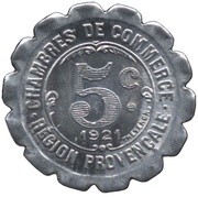 5 Centimes, France, 1921 reverse image