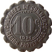 10 Centimes Provencal Region, France, 1921 reverse image