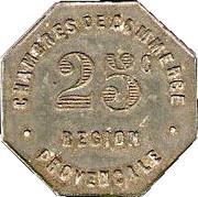 25 Centimes Provencal Region, France, 1918 reverse image