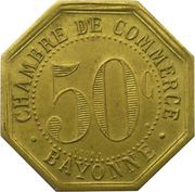 50 Centimes - Chambre de Commerce - Bayonne [64] Brass, France, 1920 reverse image