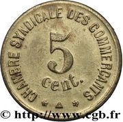 5 Centimes - Chambre Syndicale des Commerçants - Perpignan [66] Brass, France, 1917-1924 reverse image