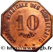 10 Centimes - Chambre Syndicale des Commerçants - Perpignan [66] Copper, France, 1924 reverse image